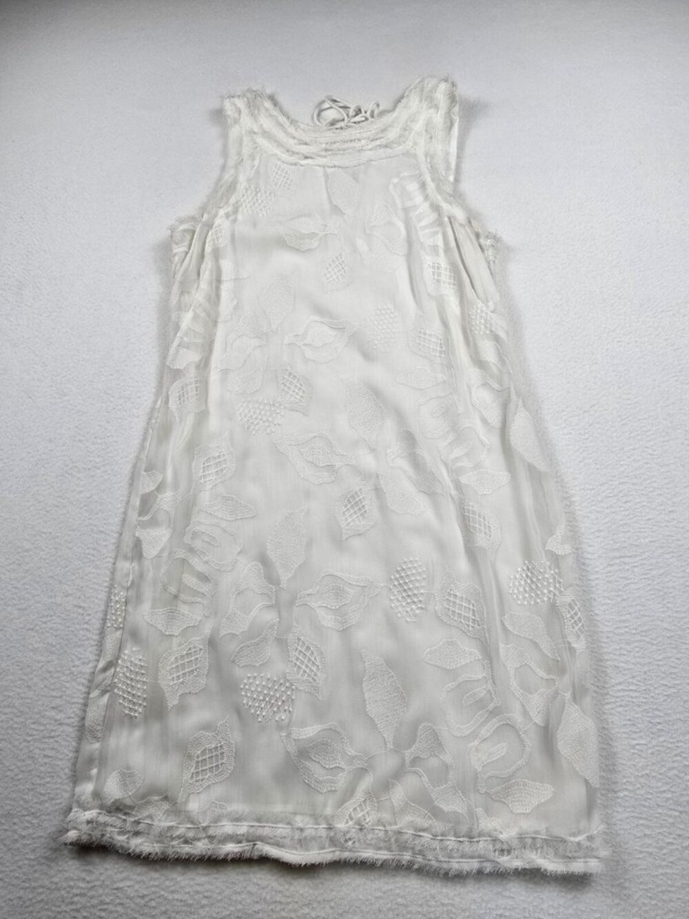Max Studio Sheer White Sleeveless Textured Dress Medium Boho